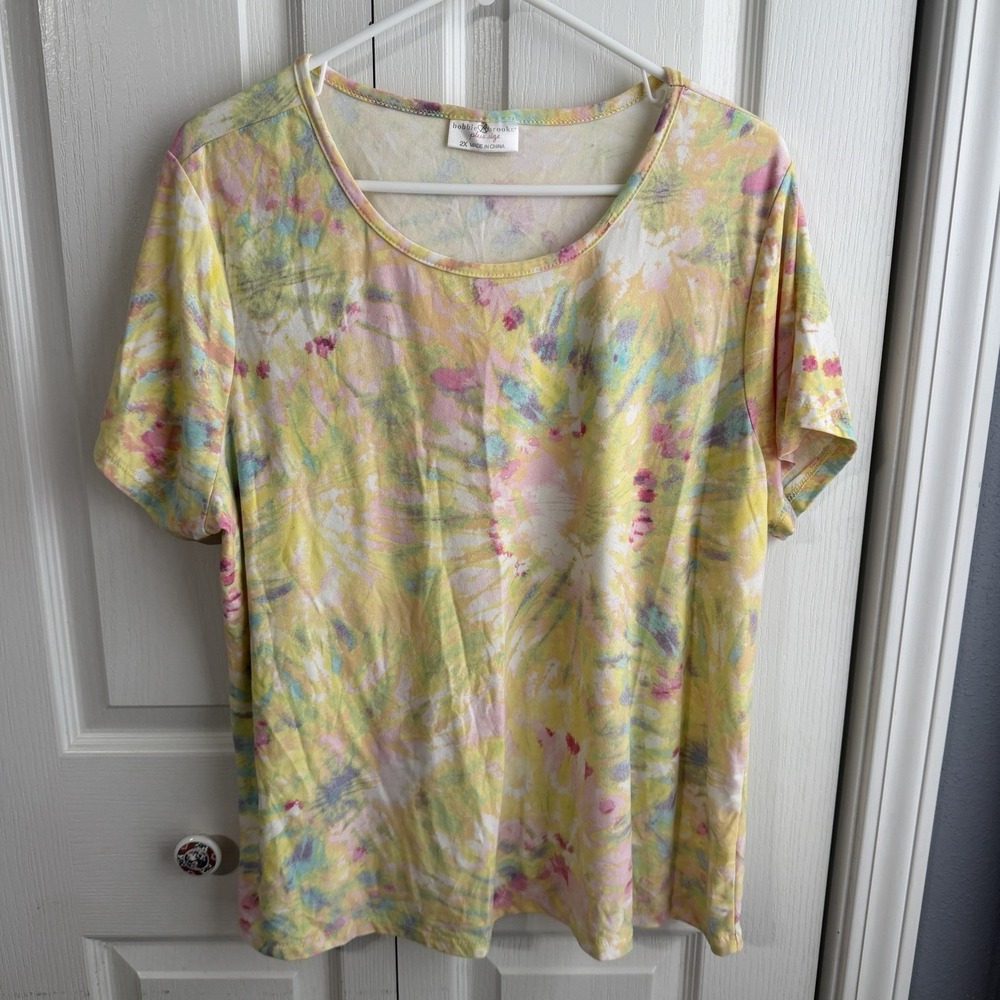 Bobbie Brooks Multicolor Tie Dye Short Sleeve Women's Size 2X Travel Lightweight